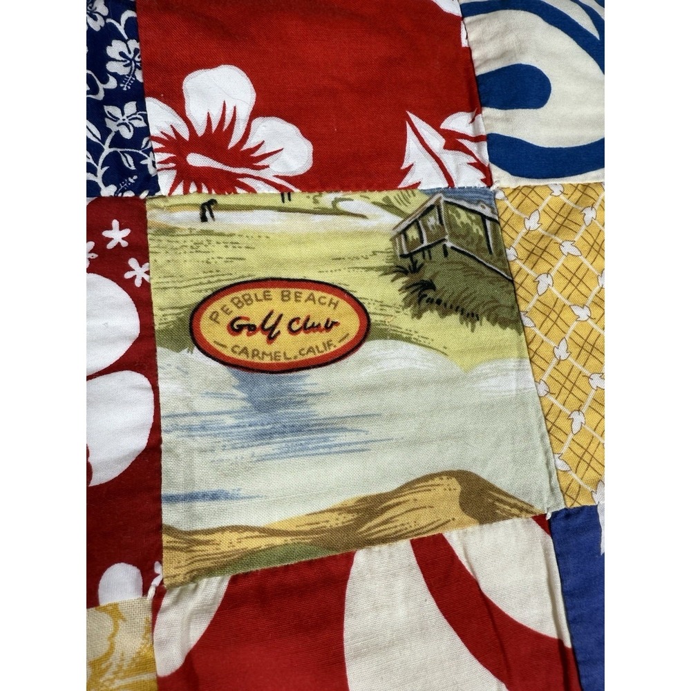 Hawaiian Quilt Blanket Beaches Floral Print Patch Lap Baby Blanket Handmade - Picture 8 of 12
